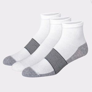 Hanes Cool DRI Men's Ankle Socks with Ventilation, 3-Pairs White Assortment